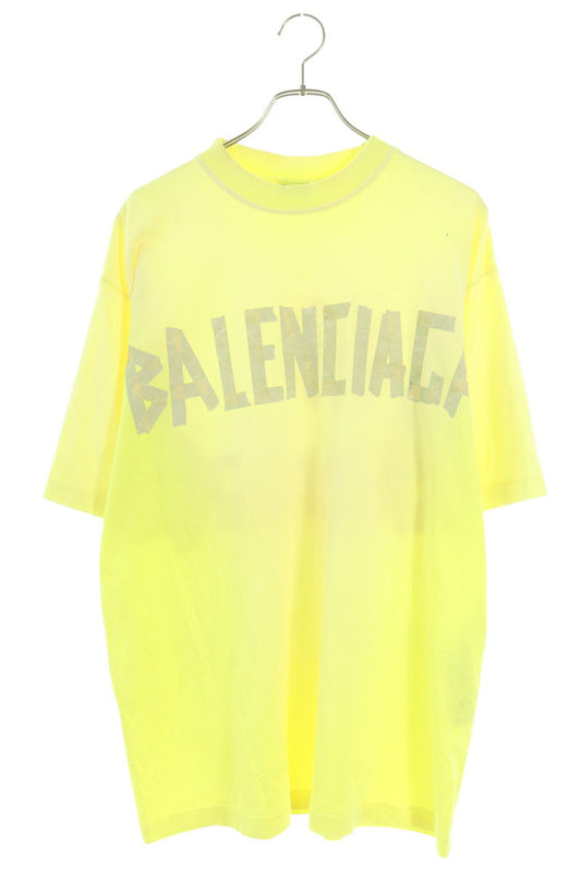 BALENCIAGA Tape Logo T-Shirt Yellow Size XS