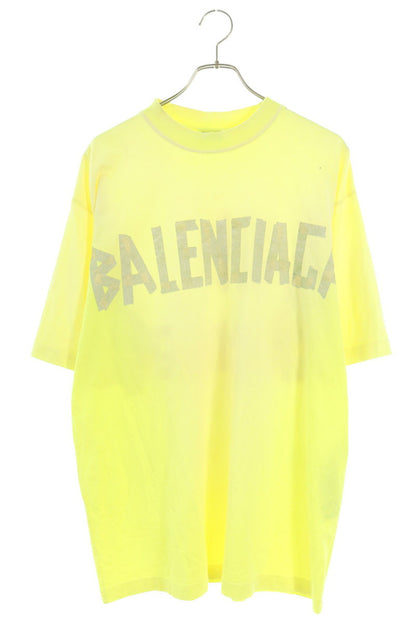 BALENCIAGA Tape Logo T-Shirt Yellow Size XS