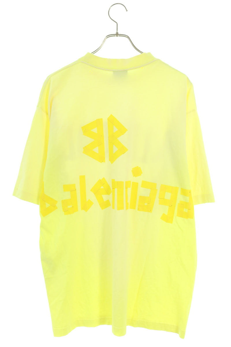 BALENCIAGA Tape Logo T-Shirt Yellow Size XS