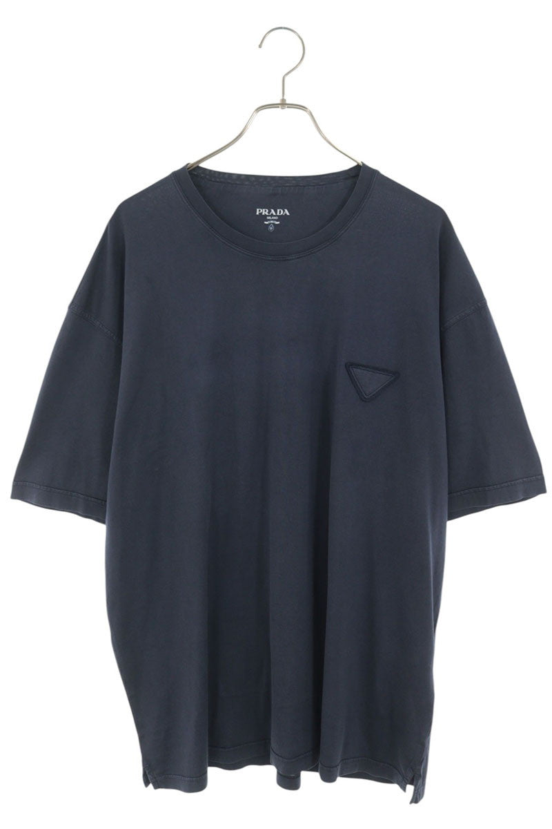 PRADA Front Triangle Logo Patch T-Shirt Navy Size XXXL
