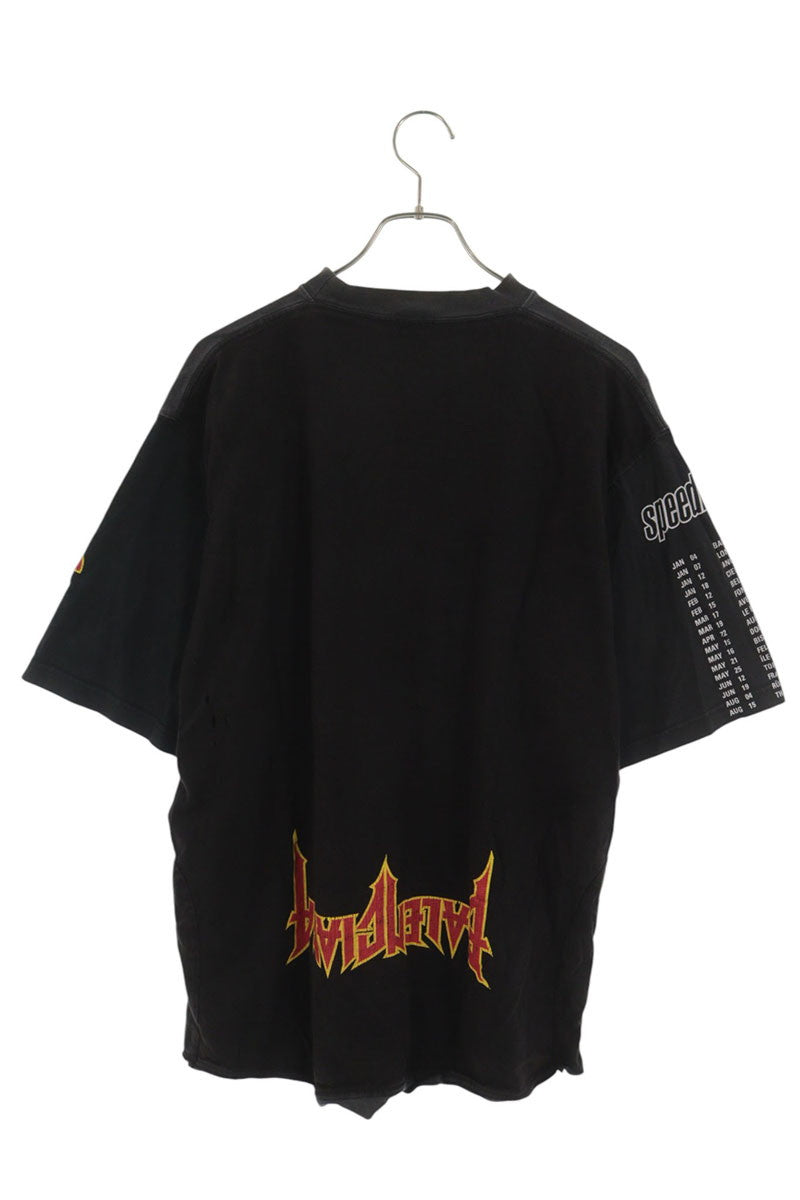 BALENCIAGA Damaged Speedhunters Upside T-Shirt Black Size 2