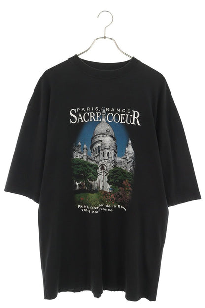 BALENCIAGA Sacré-Cœur Vintage Print T-Shirt Black Size XXS