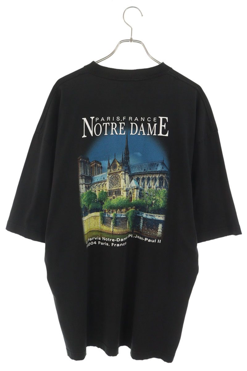 BALENCIAGA Sacré-Cœur Vintage Print T-Shirt Black Size XXS