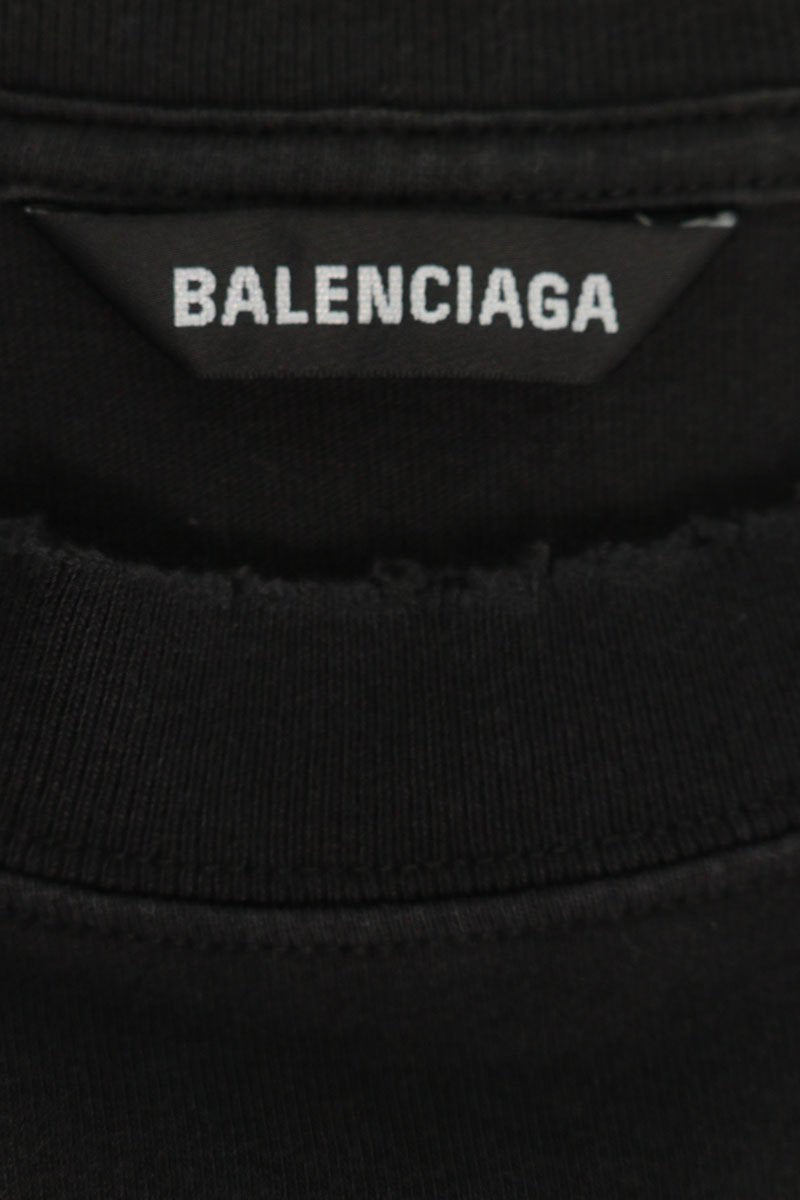 BALENCIAGA Sacré-Cœur Vintage Print T-Shirt Black Size XXS