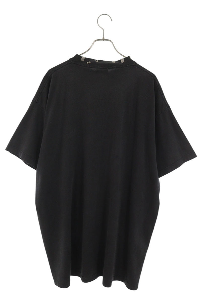 BALENCIAGA Damaged Oversized Piercing T-Shirt Black Size 2