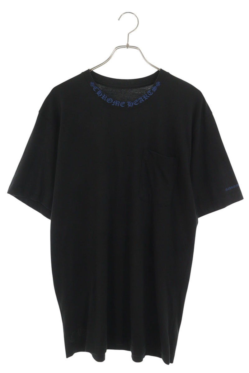 Chrome Hearts Neck Logo Print T-Shirt Black/Blue Size L