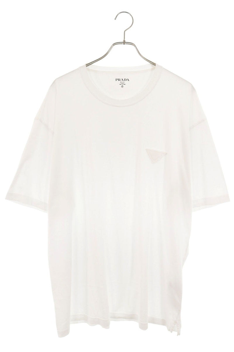 PRADA Front Triangle Logo Patch T-Shirt White Size XXXL