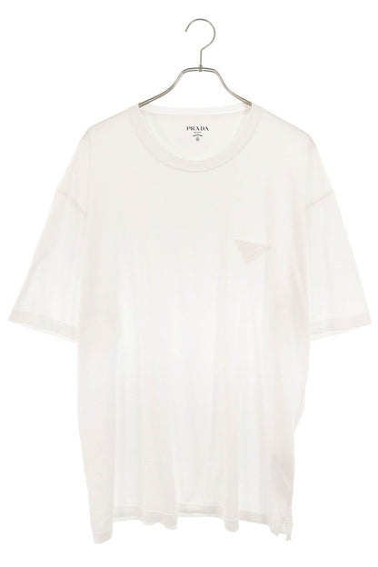 PRADA Front Triangle Logo Patch T-Shirt White Size XXXL