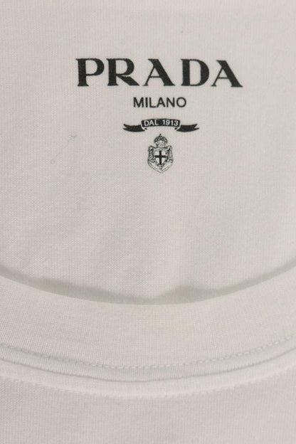 PRADA Front Triangle Logo Patch T-Shirt White Size XXXL