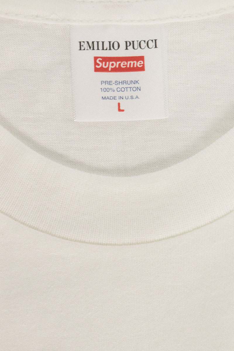 SUPREME Emilio Pucci Box Logo T-Shirt White/Pink Size L