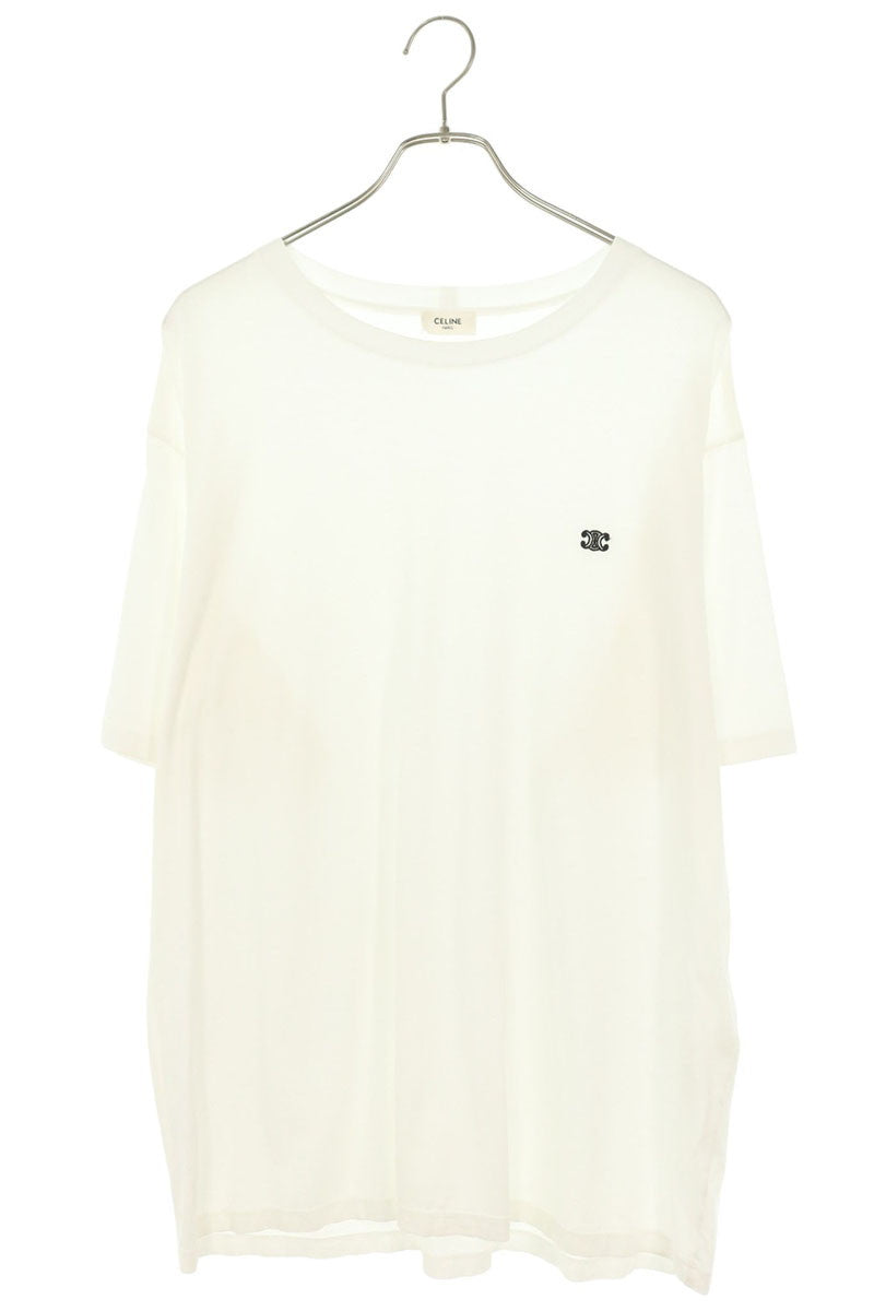 CELINE Triomphe Embroidered T-Shirt White Size L