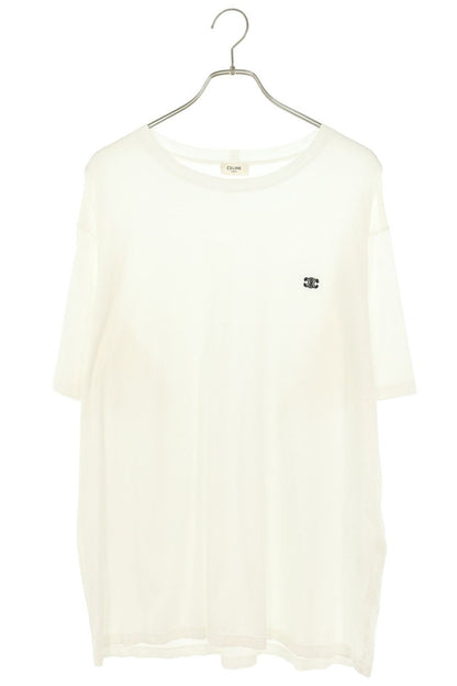 CELINE Triomphe Embroidered T-Shirt White Size L