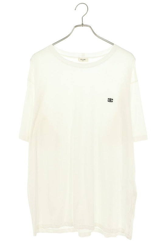 CELINE Triomphe Embroidered T-Shirt White Size L