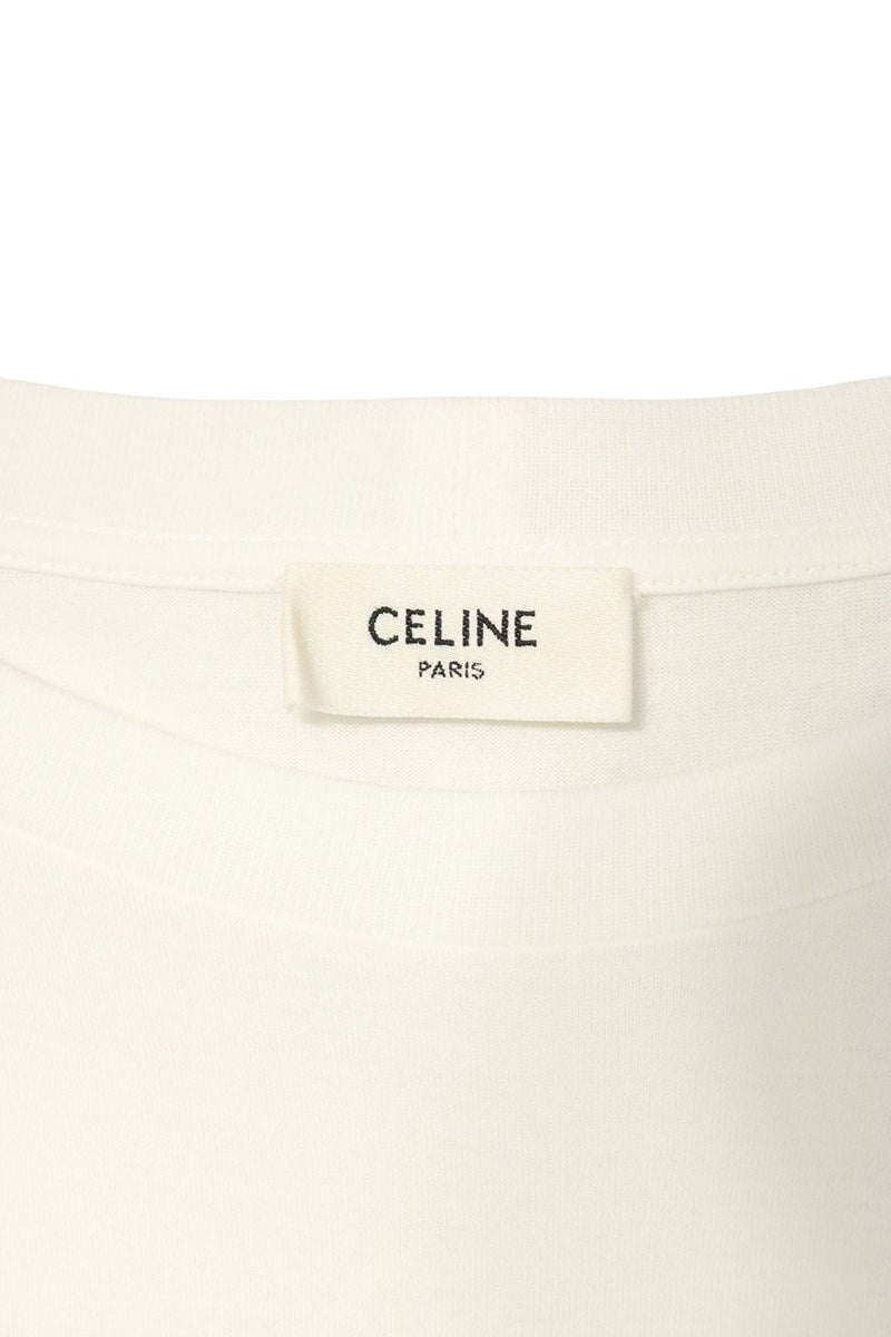 CELINE Triomphe Embroidered T-Shirt White Size L
