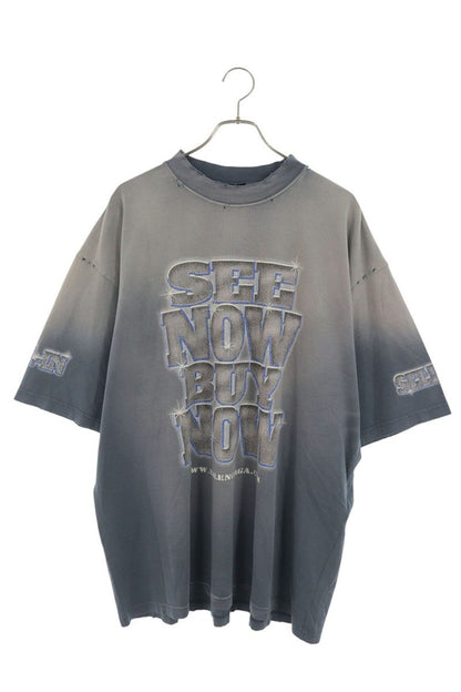 BALENCIAGA SNBN Distressed T-Shirt Blue Size XXL