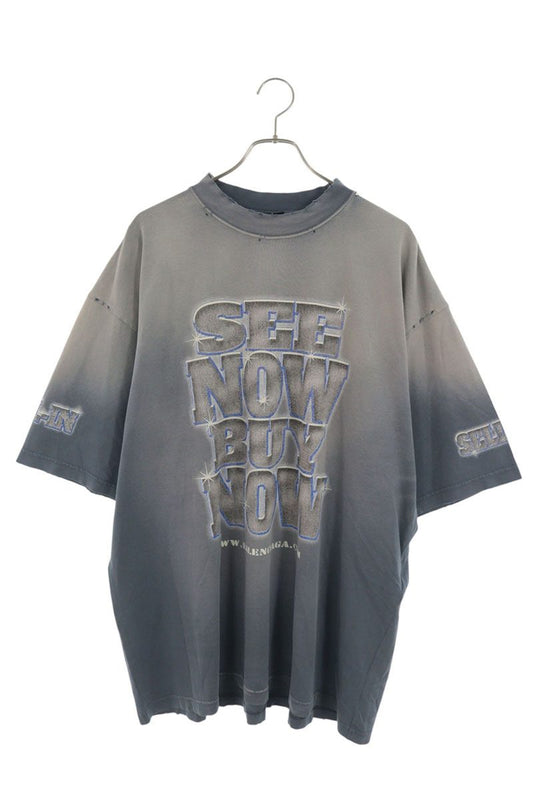 BALENCIAGA SNBN Distressed T-Shirt Blue Size XXL