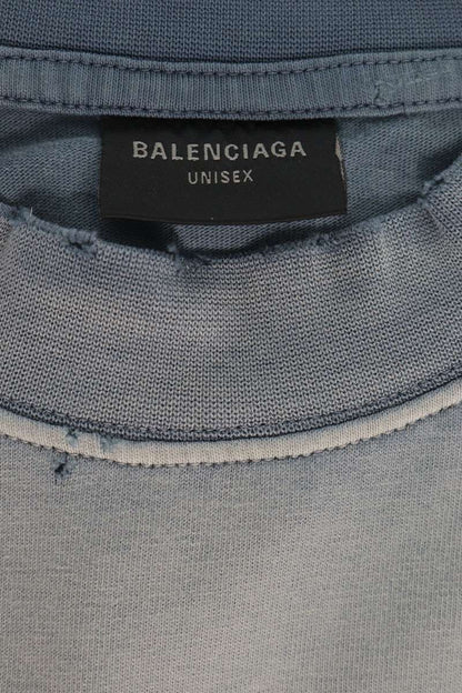 BALENCIAGA SNBN Distressed T-Shirt Blue Size XXL