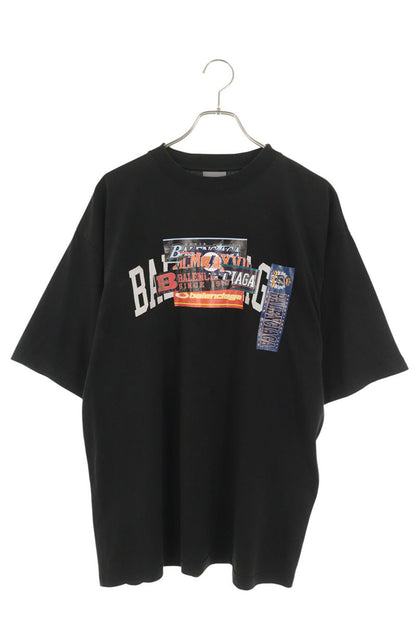 BALENCIAGA Bumper Stickers Medium Fit T-Shirt Black Size M