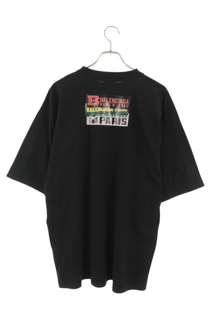 BALENCIAGA Bumper Stickers Medium Fit T-Shirt Black Size M