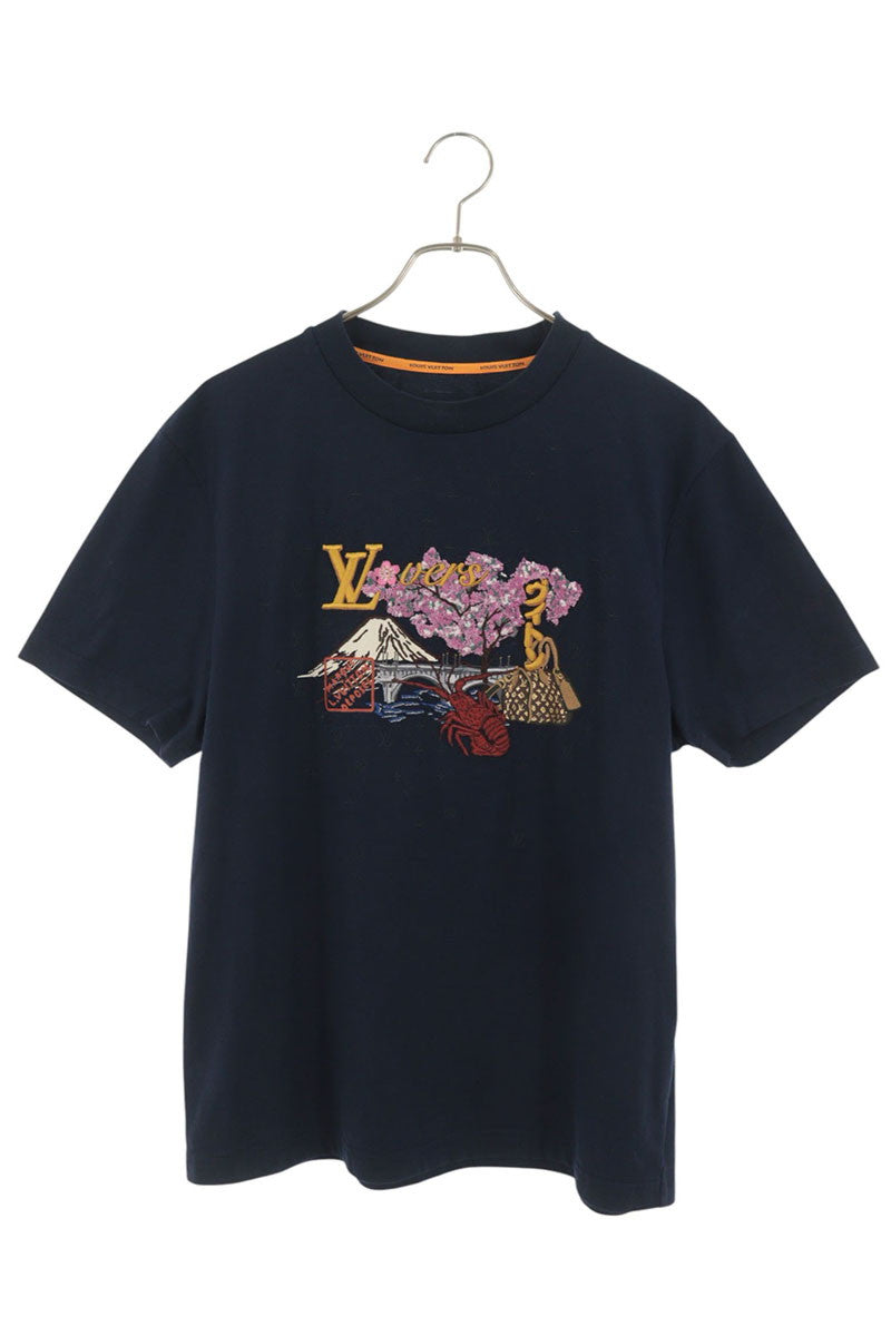 LOUISVUITTON 25AW Embroidered T-Shirt Navy Size M