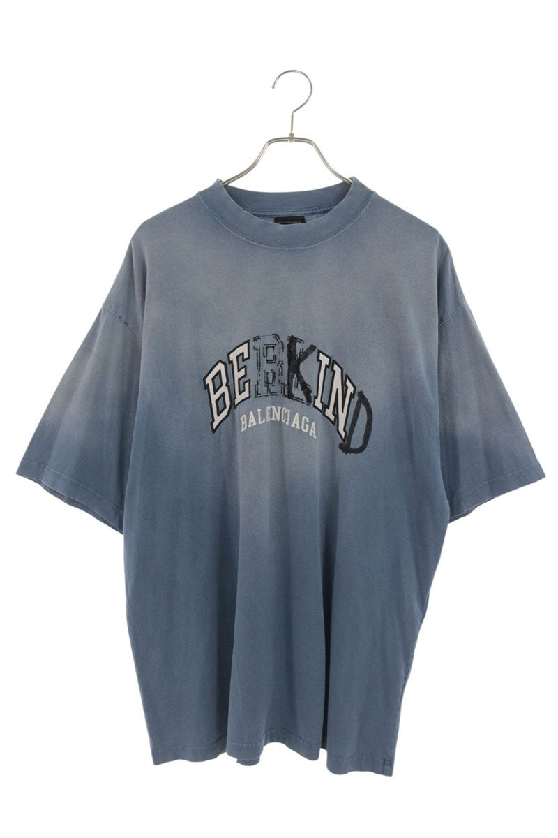 BALENCIAGA BE KIND Distressed T-Shirt Blue Size M
