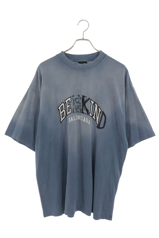 BALENCIAGA BE KIND Distressed T-Shirt Blue Size M