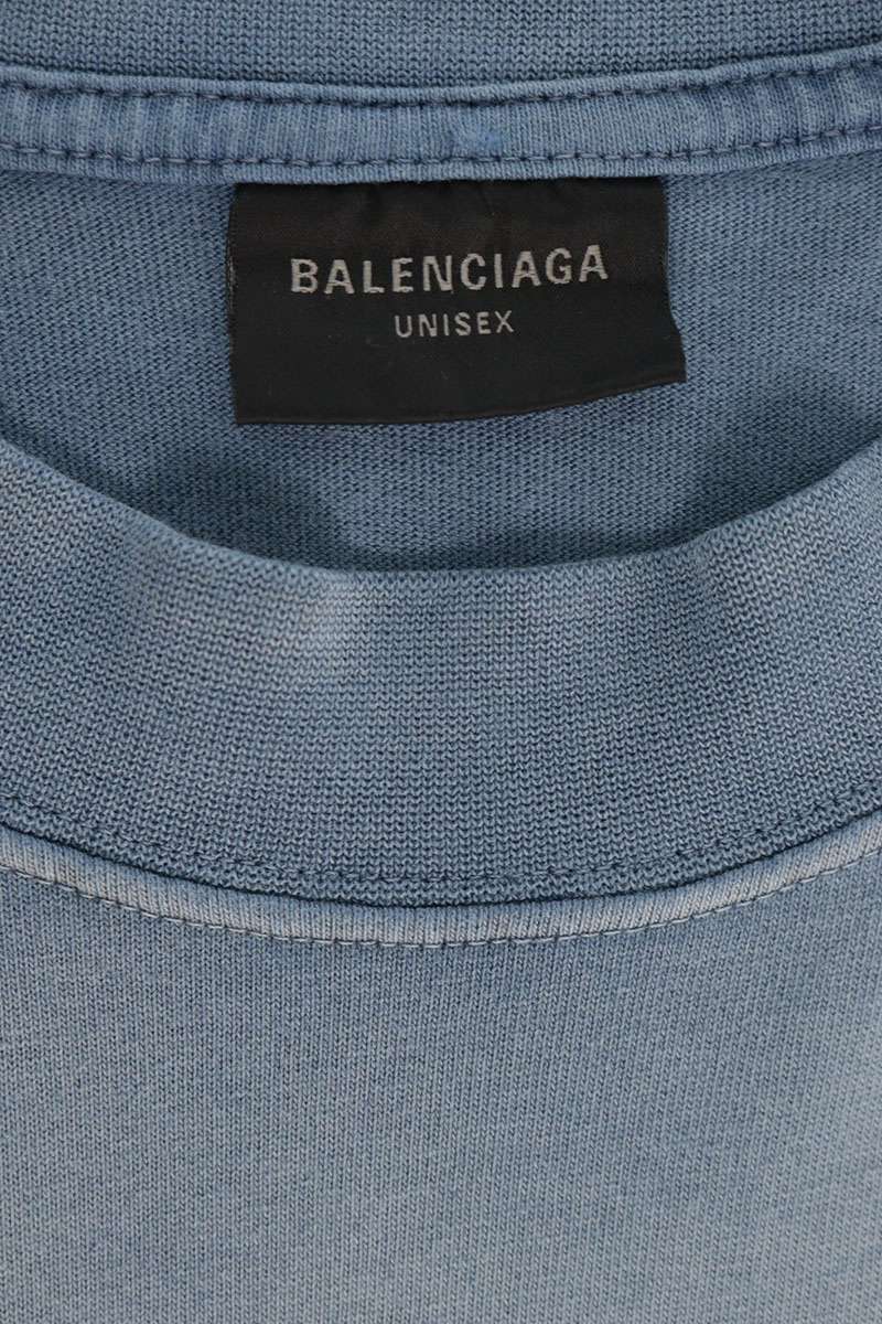 BALENCIAGA BE KIND Distressed T-Shirt Blue Size M
