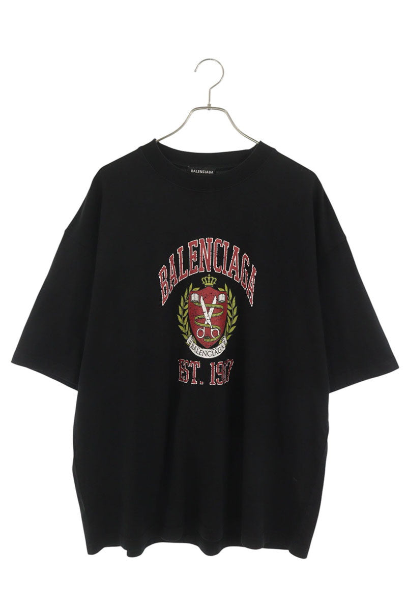 BALENCIAGA College Logo T-Shirt Black Size L
