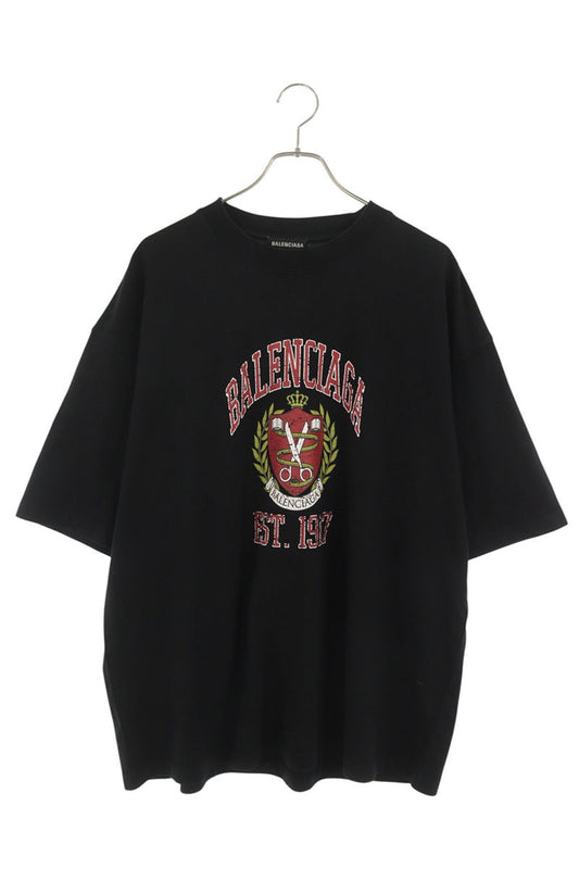 BALENCIAGA College Logo T-Shirt Black Size L