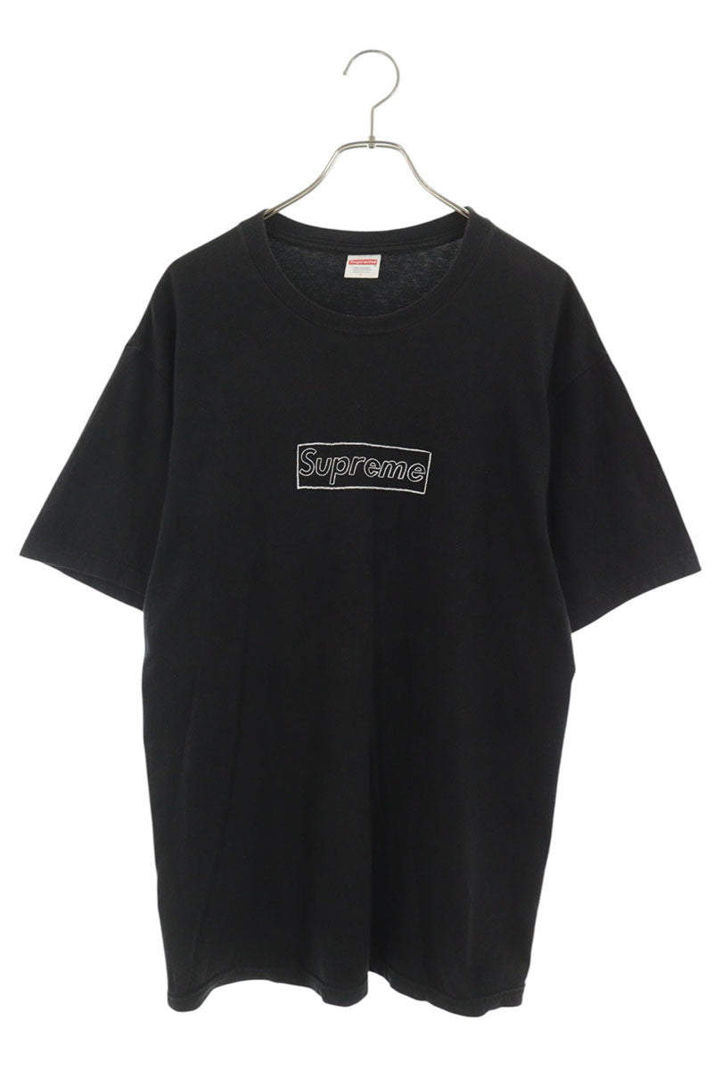 SUPREME Kaws Chalk Box Logo T-Shirt Black Cotton Size L