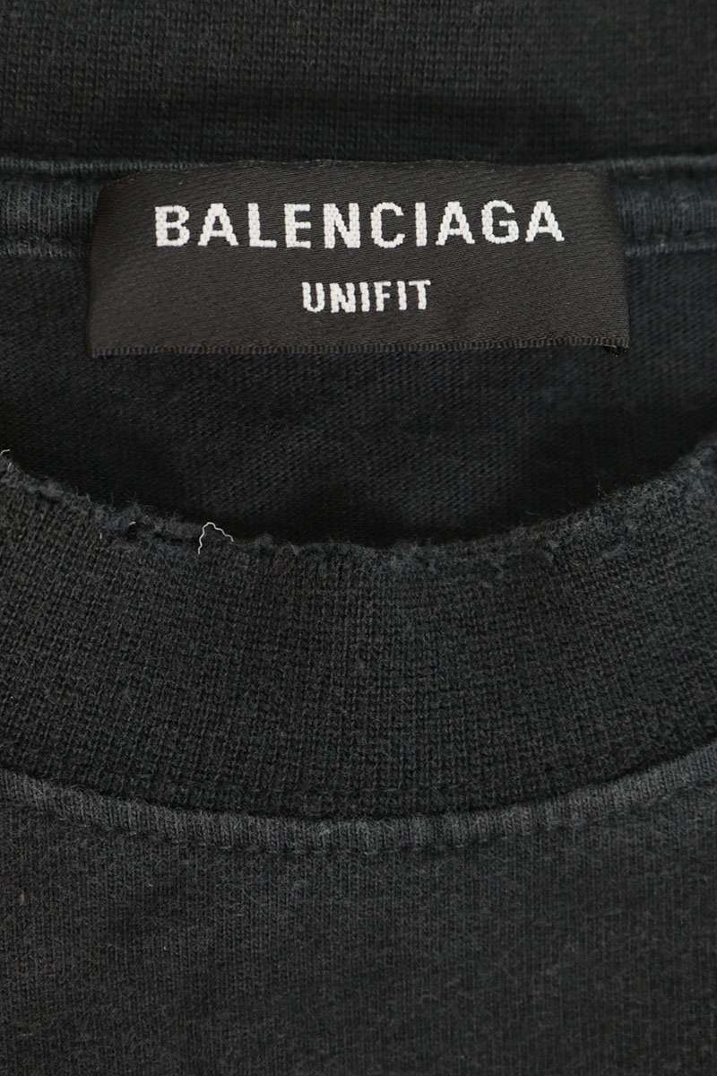 BALENCIAGA Paint Splatter Distressed T-Shirt Black Size 2