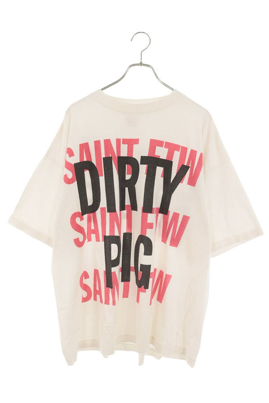 SAINT MICHAEL 25SS Dirty Pig T-Shirt White/Pink Size XXL