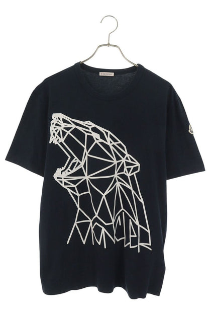 MONCLER Bear Logo Print T-Shirt Navy Size L