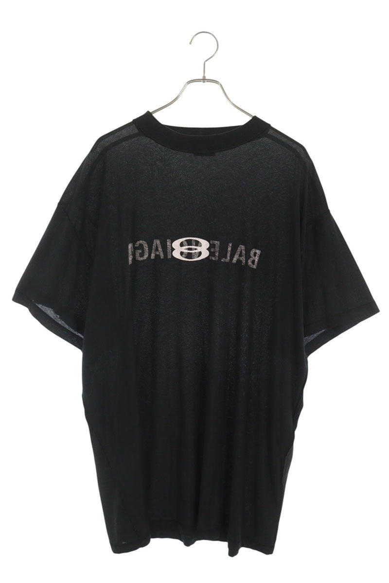 BALENCIAGA Inside Logo Print T-Shirt Black Cotton Size 1