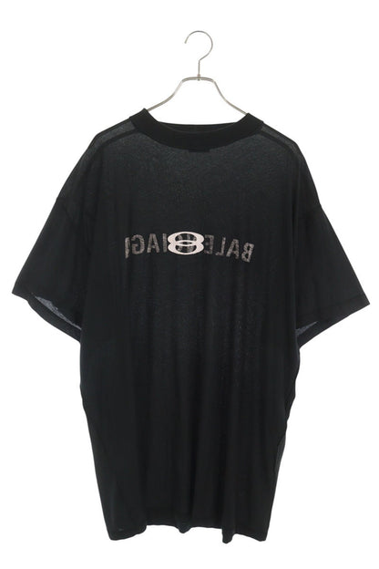 BALENCIAGA Inside Logo Print T-Shirt Black Cotton Size 1