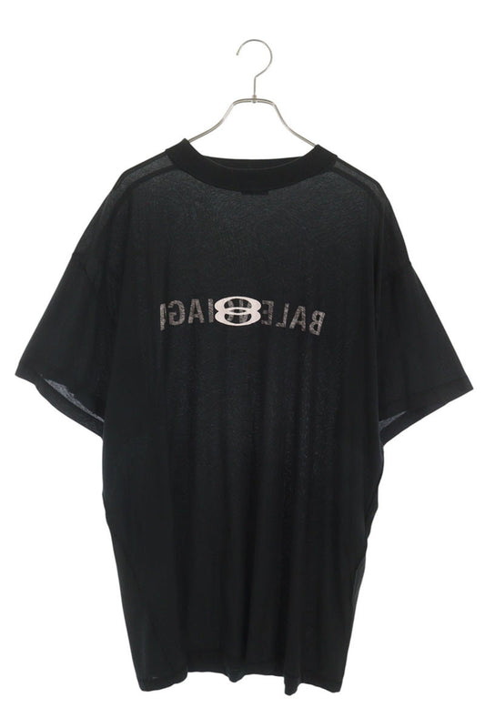 BALENCIAGA Inside Logo Print T-Shirt Black Cotton Size 1