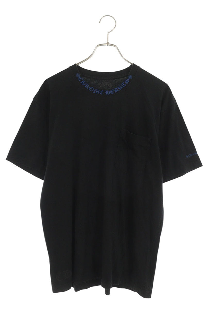 Chrome Hearts Neck Logo Print T-Shirt Blue Cotton Size L