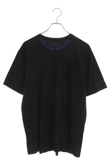 Chrome Hearts Neck Logo Print T-Shirt Blue Cotton Size L