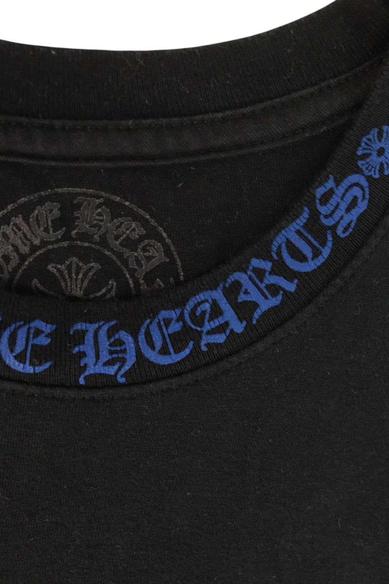Chrome Hearts Neck Logo Print T-Shirt Blue Cotton Size L