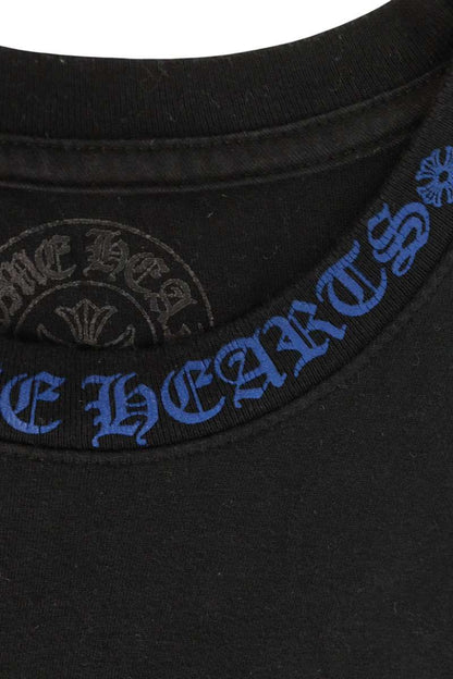 Chrome Hearts Neck Logo Print T-Shirt Blue Cotton Size L