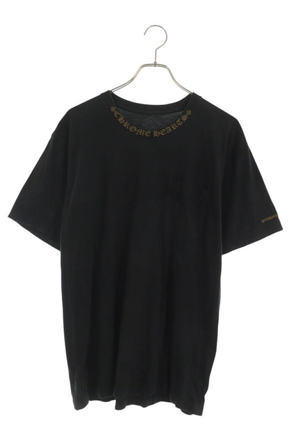 Chrome Hearts Neck Logo Print T-Shirt Gold Cotton Size L