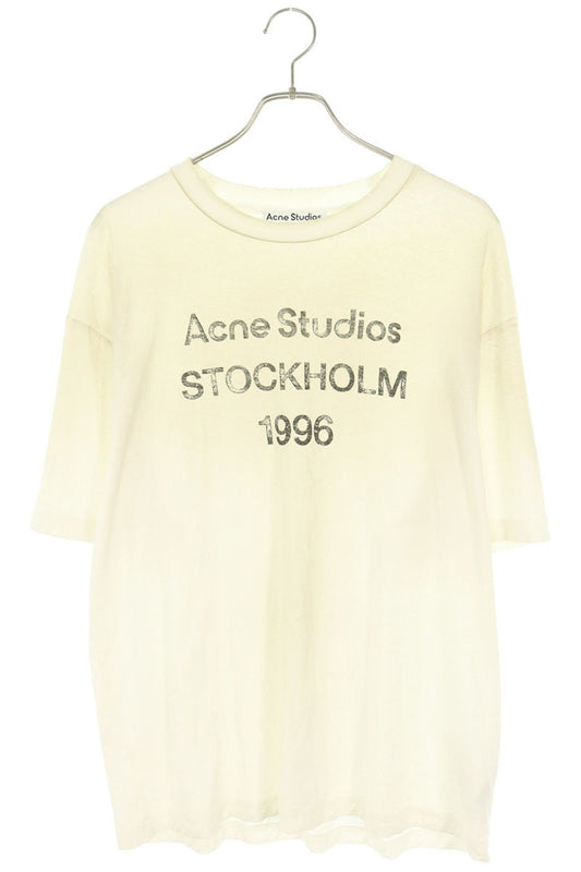 ACNE STUDIOS White Spray Logo T-Shirt Cotton/Linen Size M