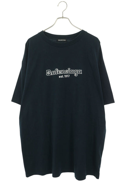 BALENCIAGA Black Logo Embroidered Cotton T-Shirt Size XS