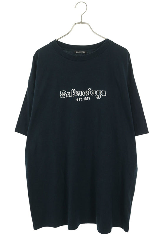 BALENCIAGA Black Logo Embroidered Cotton T-Shirt Size XS