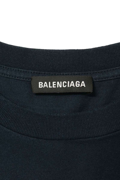 BALENCIAGA Black Logo Embroidered Cotton T-Shirt Size XS