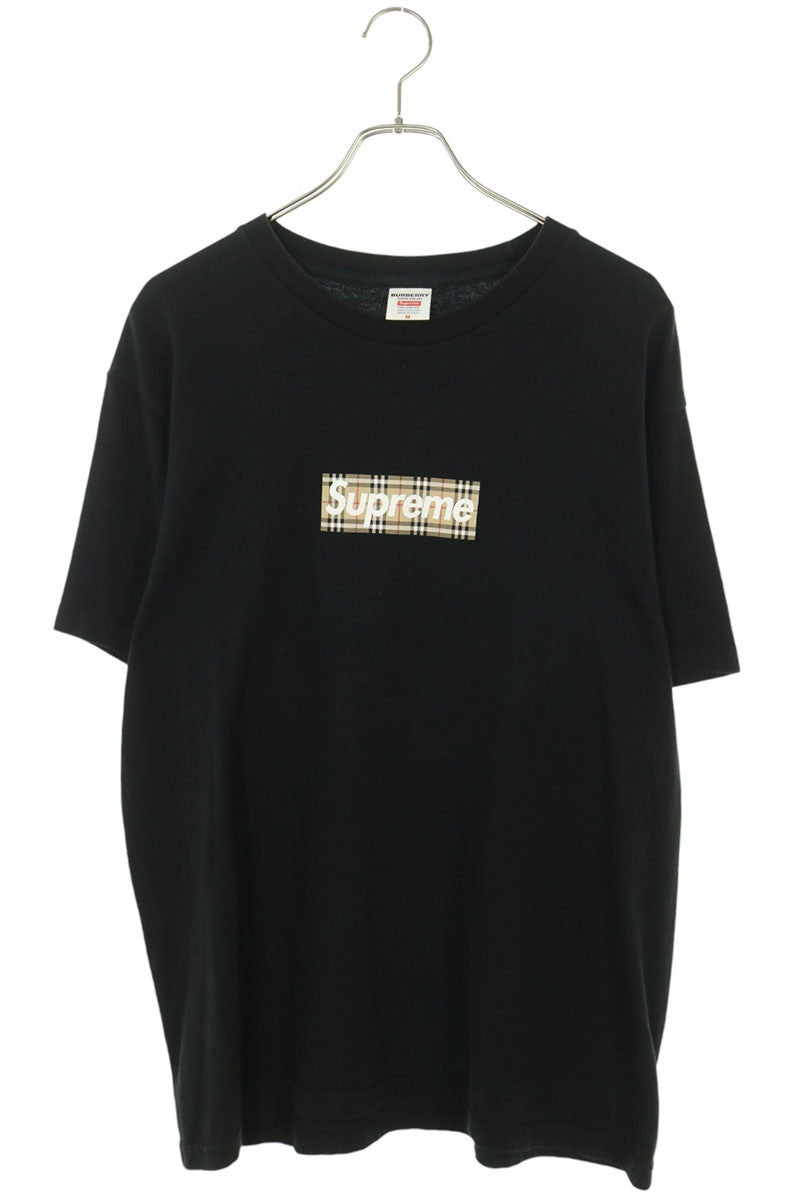 SUPREME 22SS Black Burberry Box Logo T-Shirt Size M