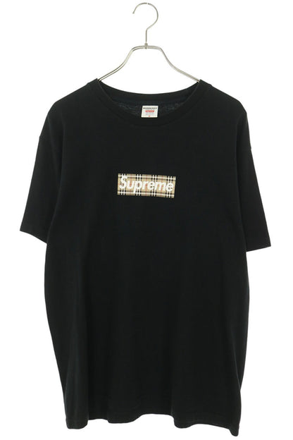 SUPREME 22SS Black Burberry Box Logo T-Shirt Size M