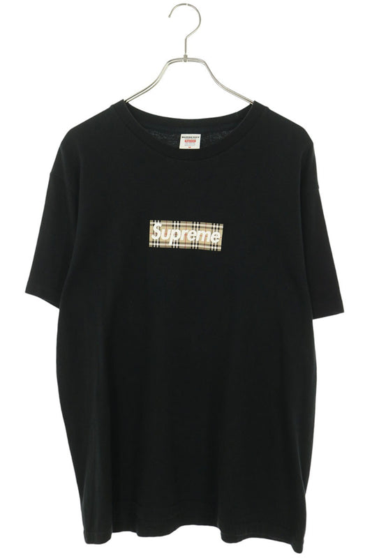 SUPREME 22SS Black Burberry Box Logo T-Shirt Size M