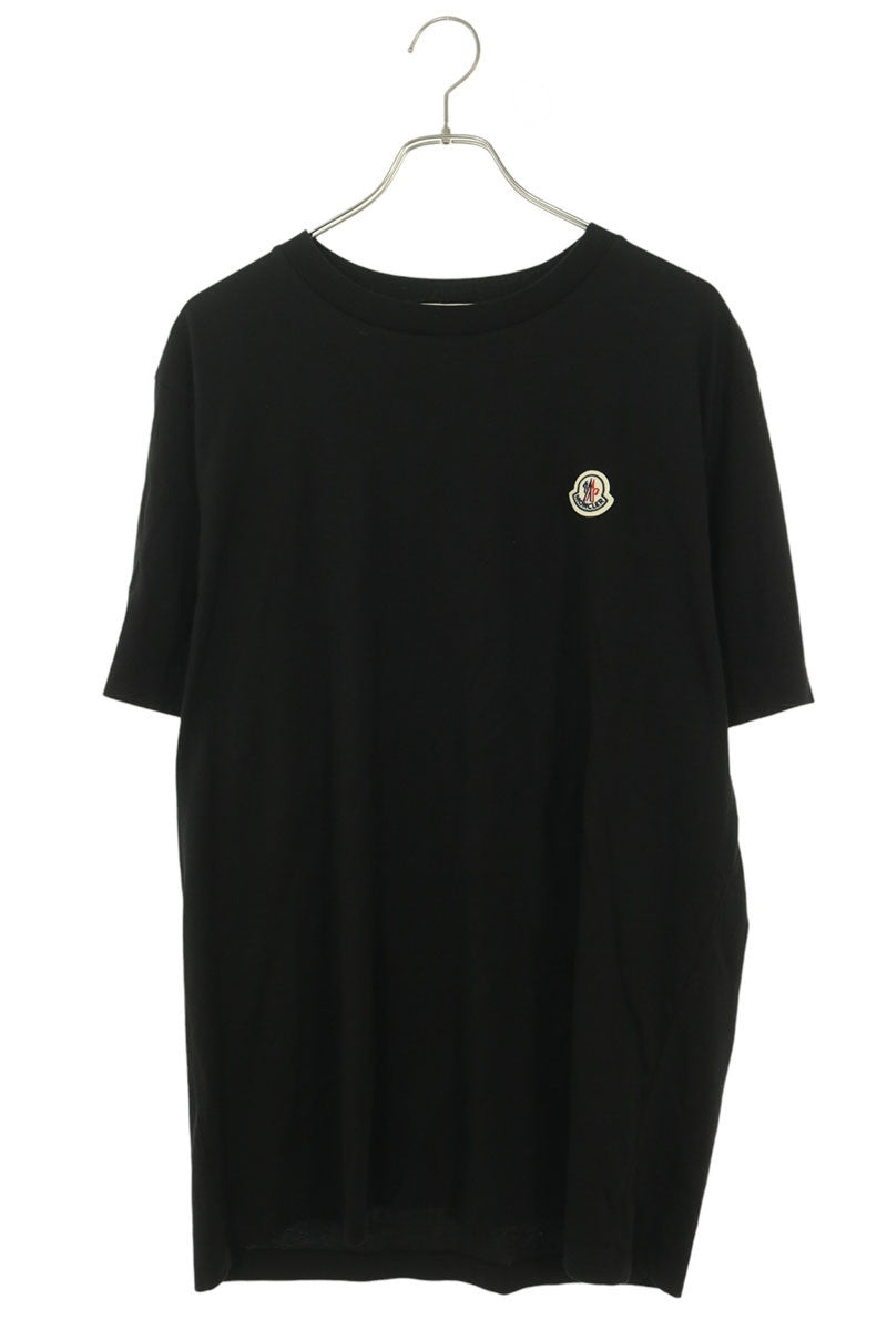 MONCLER Black Logo Patch Crewneck Cotton T-Shirt Size XXL