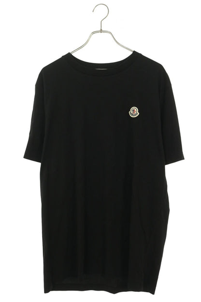 MONCLER Black Logo Patch Crewneck Cotton T-Shirt Size XXL